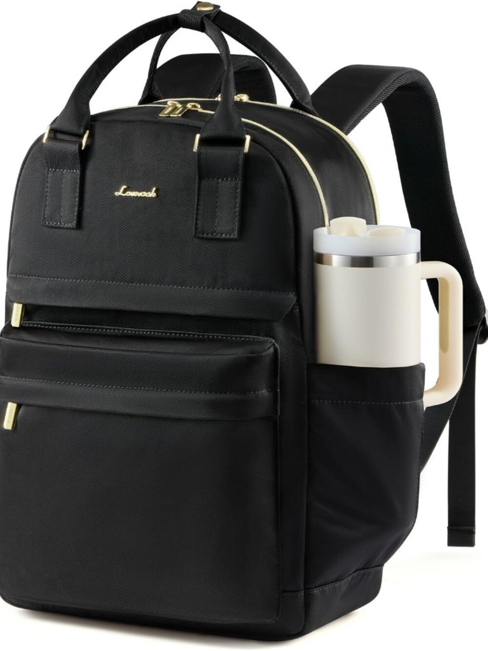 Laptop Backpack for Women with Giant Tumbler Holder Pocket, 15.6 inch Laptop Com